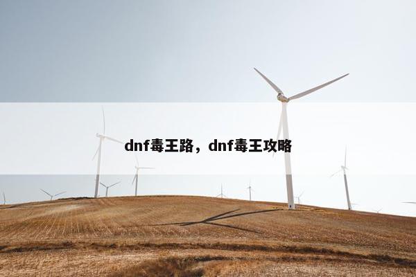 dnf毒王路，dnf毒王攻略