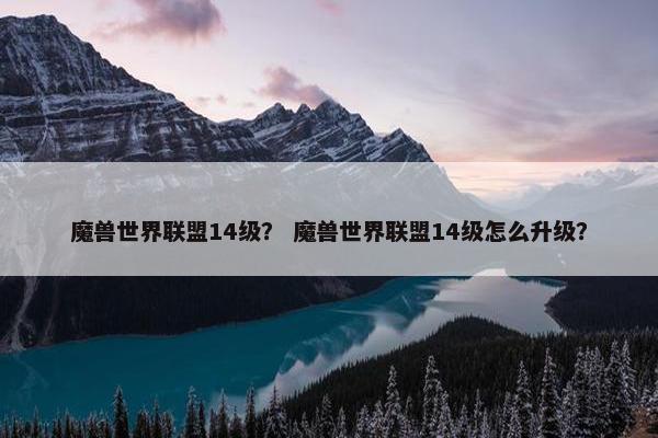 魔兽世界联盟14级？ 魔兽世界联盟14级怎么升级？