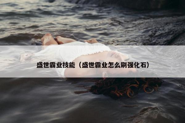 盛世霸业技能（盛世霸业怎么刷强化石）