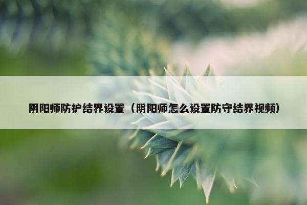 阴阳师防护结界设置（阴阳师怎么设置防守结界视频）