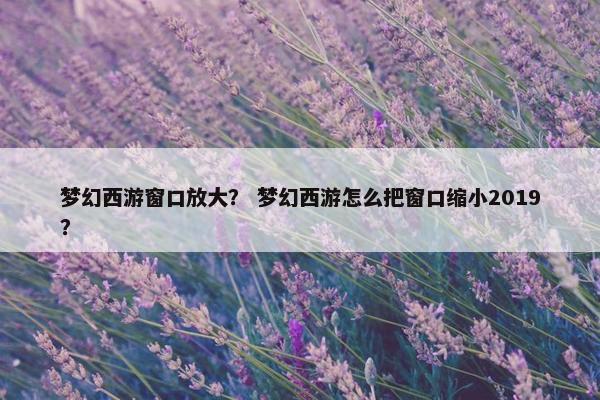 梦幻西游窗口放大？ 梦幻西游怎么把窗口缩小2019？