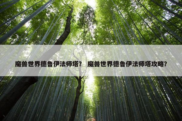 魔兽世界德鲁伊法师塔？ 魔兽世界德鲁伊法师塔攻略？