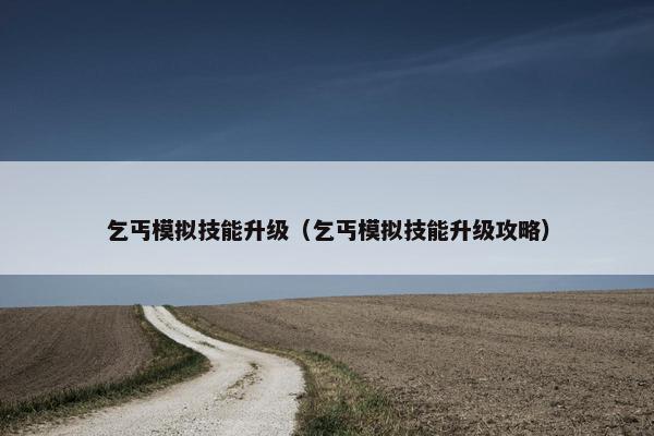 乞丐模拟技能升级（乞丐模拟技能升级攻略）